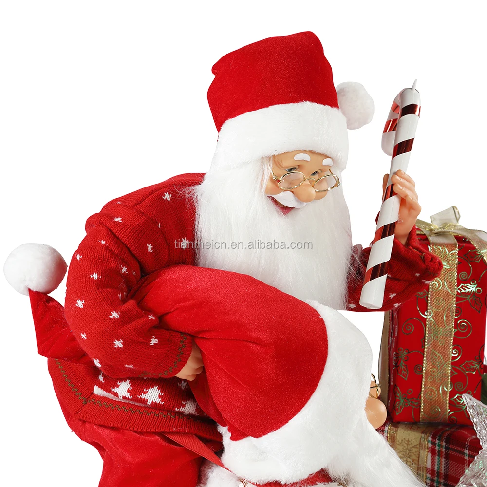 70/100cm Christmas Santa Claus with Lighting Gift Toy Ornament Decoration Festival Holiday Figurine Collection Traditional Xmas