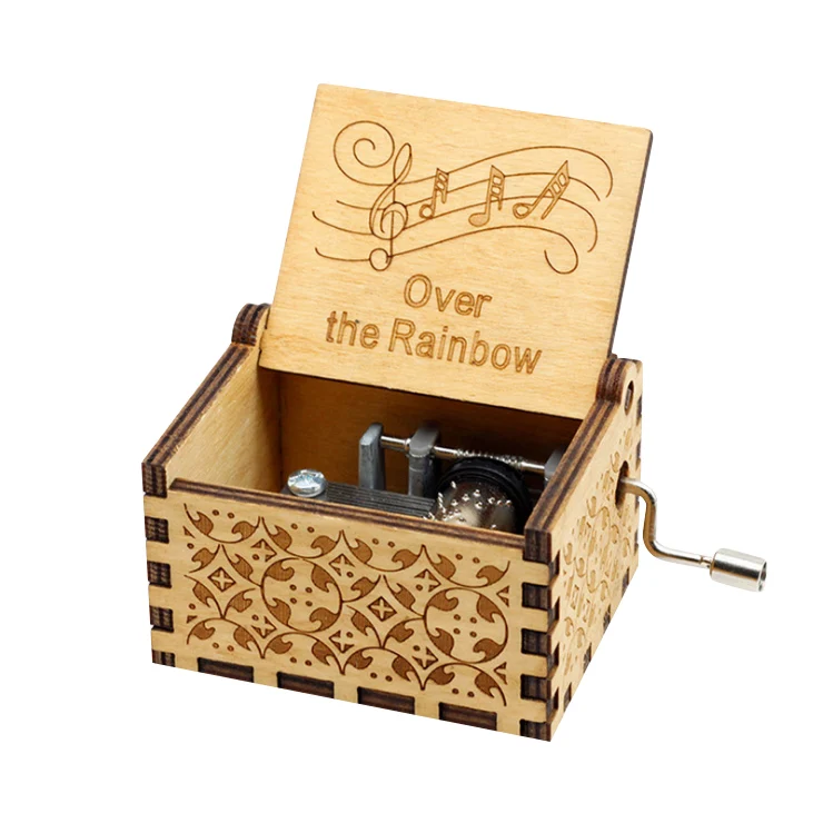 
Manivela musicales de madera cajas caja musical manual 