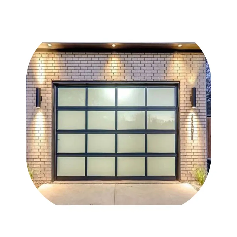 China made plexiglass garage door aluminum double overhead slide electric motor flip lift saves space