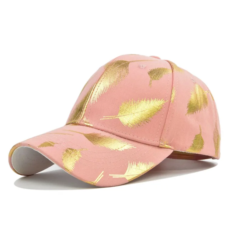 Winter Stylish Bronzing Feather Baseball Cap Men Women Yellow Gold Leaves Baseball Hats