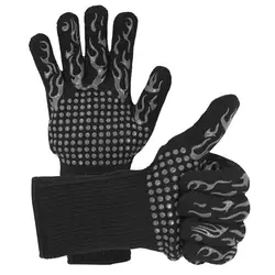 Non-slip Double Print Silicon Grip BBQ Kitchen Microwave Oven Grill Glove Mitt Set Heat Resistant Gloves.