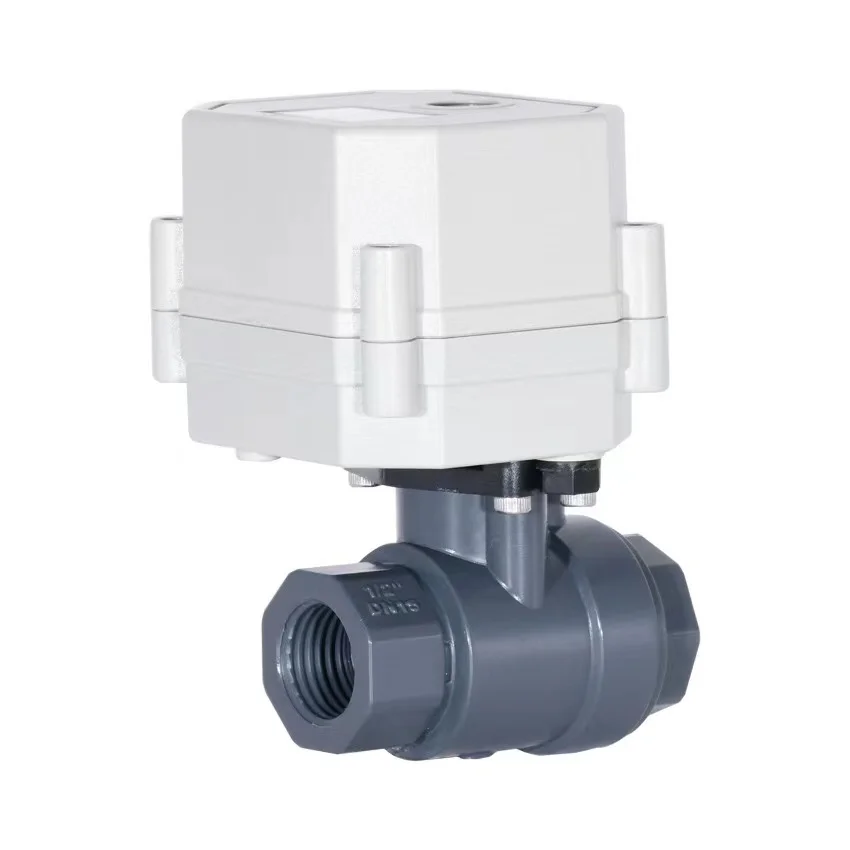 AC110 mini electric on-off valve two-piece PVC anti-corrosion two-way intelligent electric ball valve