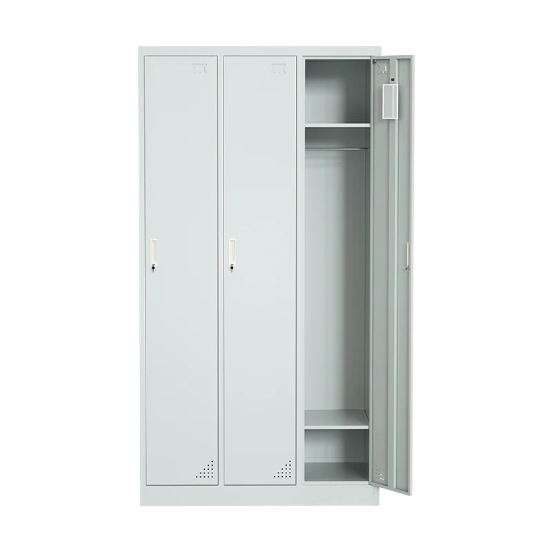 Knock Down Structure Workshop 3 Door Locker Clothing Storage Wardrobe Metal Locker Cabinet  Gym Locker Steel For office school
