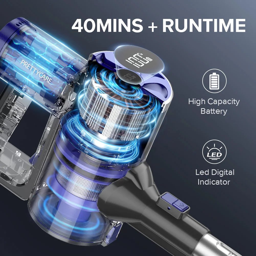 Cordless Vacuums House Cleaner PRETTYCARE P4 Handheld Electric with Led Light & Telescopic Tube to Remove Home Bed Mites Cleaner