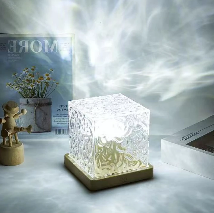 Светящаяся 3d водяная рябь ночник украшение комнаты квадратный кубический хрустальный светодиодный 16 видов цветов
