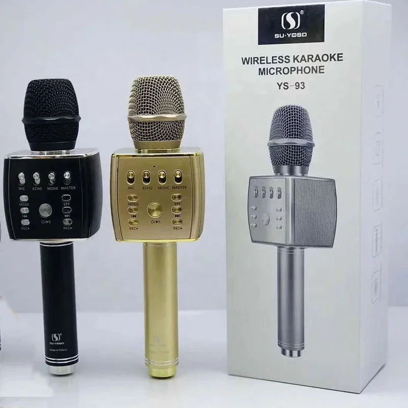 Микрофон с BT YS-93 мобильного телефона на открытом воздухе KTV встроенный динамик поддержкой TF/FM караоке беспроводной микрофон