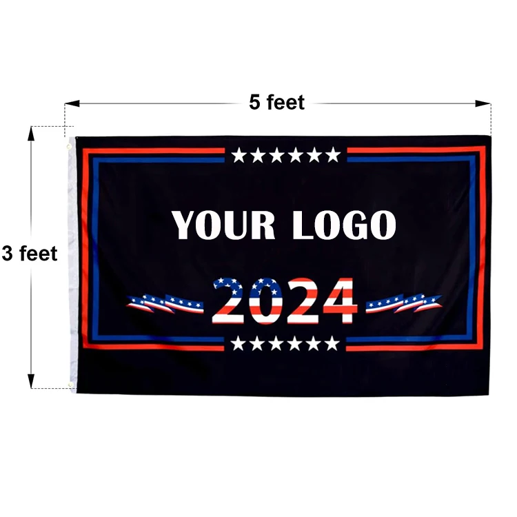 Outdoor Polyester Silk Screen Printing 3x5ft Custom Logo Printed American 2024 Flag
