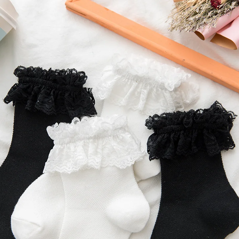 Woman Lace Short Summer Socks Japanese Maiden Lovely Sweet Ruffle Cotton Lolita Style Princess Socks High Quality