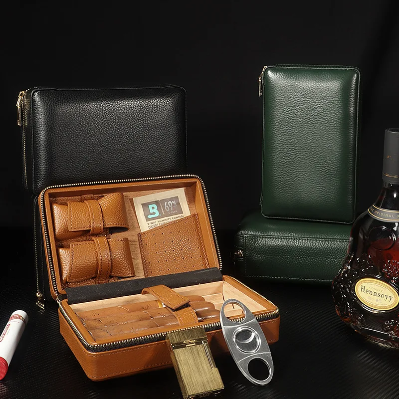 Personalised Wood Pu Leather Customized Cigars Accessories Humidors Travel Cigar Case