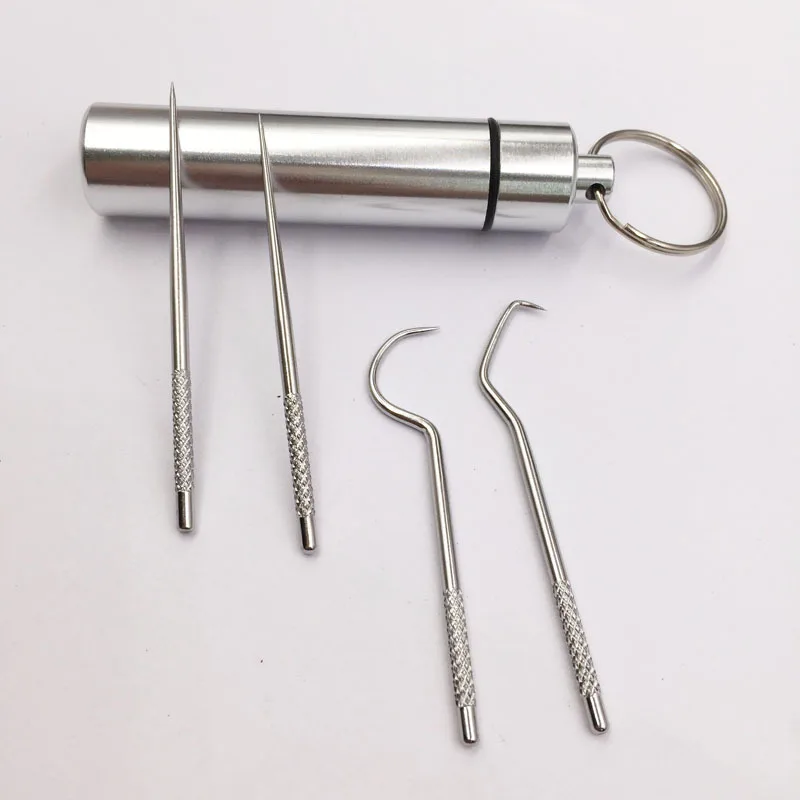 New Arrivals Keychain Titanium Portable Metal Toothpick Stainless Steel Toothpick Reusable Toothpicks Holder For Outdoor