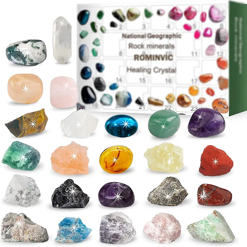 Raw Stone Crystal Gift Box Set Custom Christmas Healing Gemstone gift for children Natural