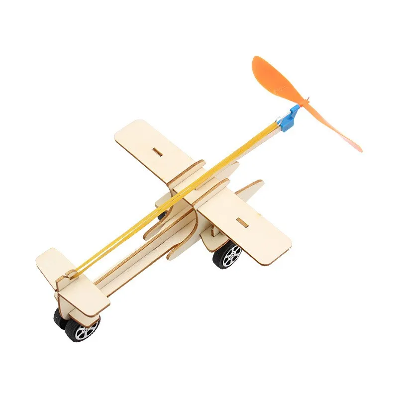 New design wooden diy taxiing aircraft 3D puzzle steam educational handmade toys for kids