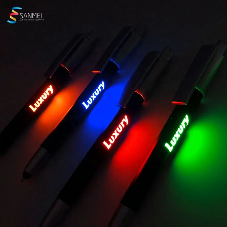Unique stylus blue color led custom pen light lazer laser light pen glow in the dark