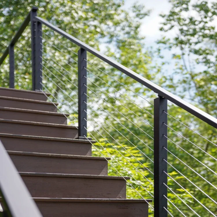 EKOO wholesale price railing stainless 30 degree angle beveled holes stair post deck railing balustrade cable railing