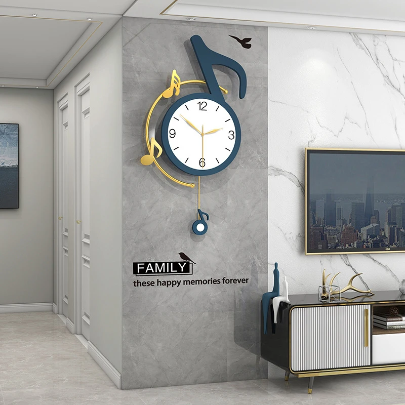 High Quality Wall Clock With Pendulum Music Note 3d Wall Clock For Living Room,Kitchen,Home,Bedroom Decor Wall Clocks