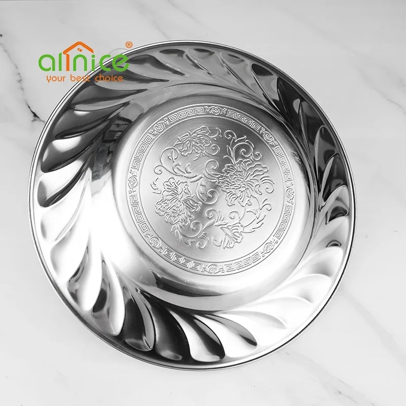Africe hot selling stainless steel round tray 18cm 50cm grape plate