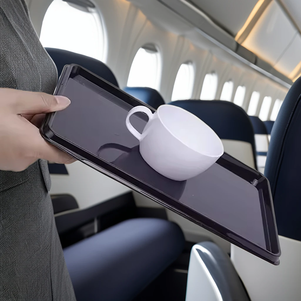 Custom Food Grade Abs Non-Slip Tray Airline Rpet Plastic Trays Airline Tray Use On Airplane