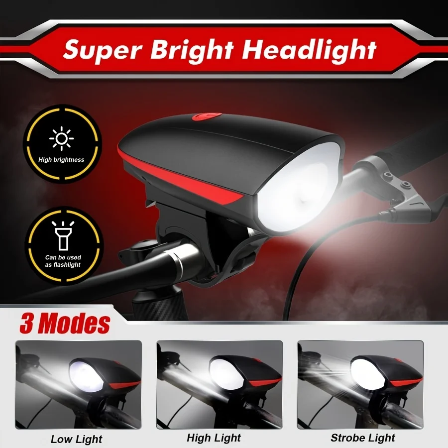 Bicycle Light With Horn Waterproof Bike Lights LED Bike Front Lights With Louder Speaker For Outdoor Sporting