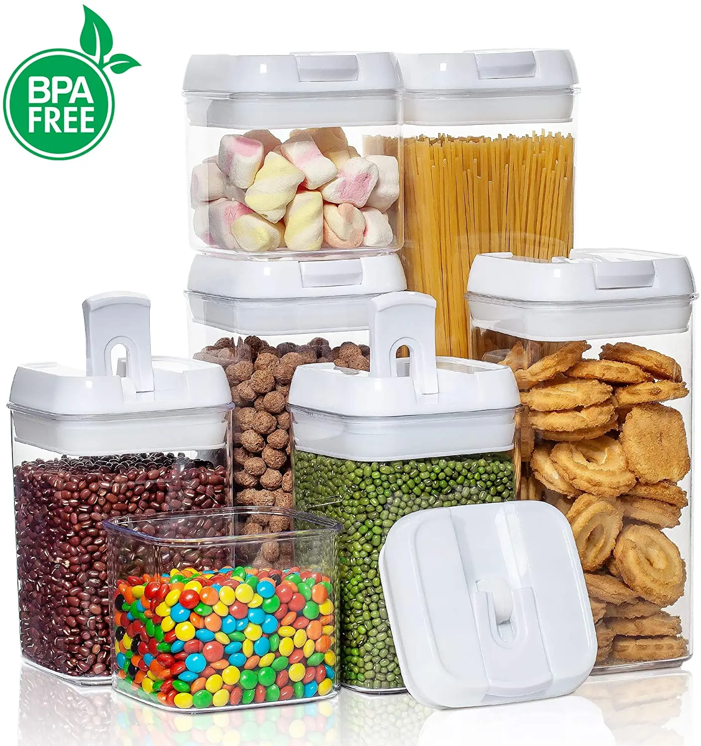 Modern 4-Piece BPA Free Airtight Plastic Cereal Containers EasyLock Lids for Dry Food Packaging Eco-Friendly Design