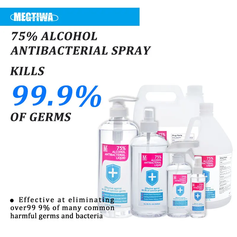 Частная Этикетка OEM 300 мл 500 мл 1000 мл жидкий Дезинфицирующий Гель для рук антибактериальный без промывки 75% спиртовой этанол дезинфицирующее средство для рук спрей