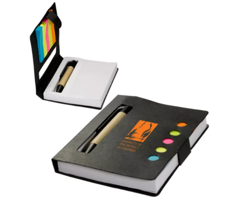 Custom Design Promotional Stationery Hardcover Sticky Note Pad With Pen Hot Sale Sticky Note Pad Colorful Sticky Notes