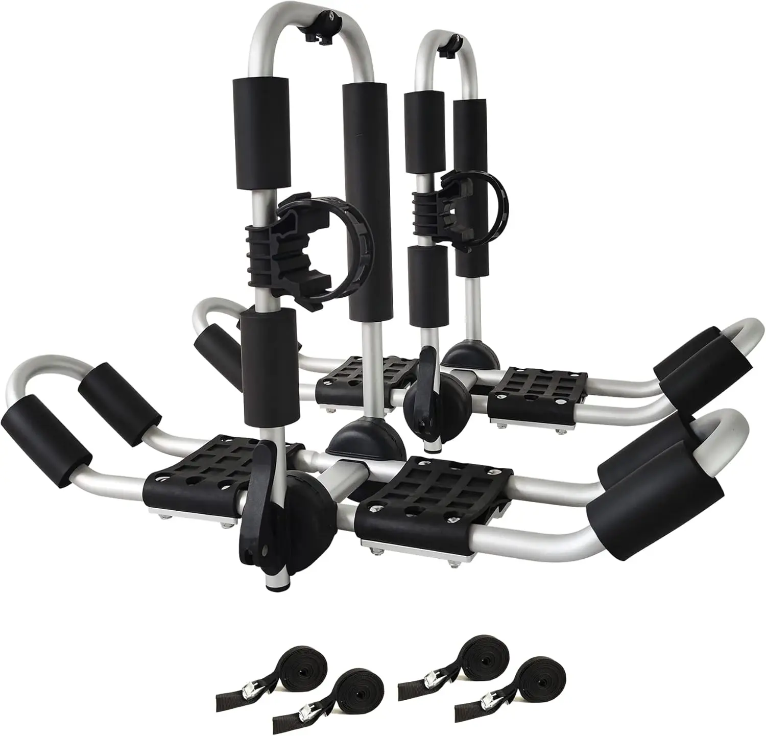 Kayak Roof Rack,J-Style 4-in-1 Kayak Roof Holder Carriers for Canoe, Kayaks,Surfboard and Ski Board Rooftop Mount on SUV, Car