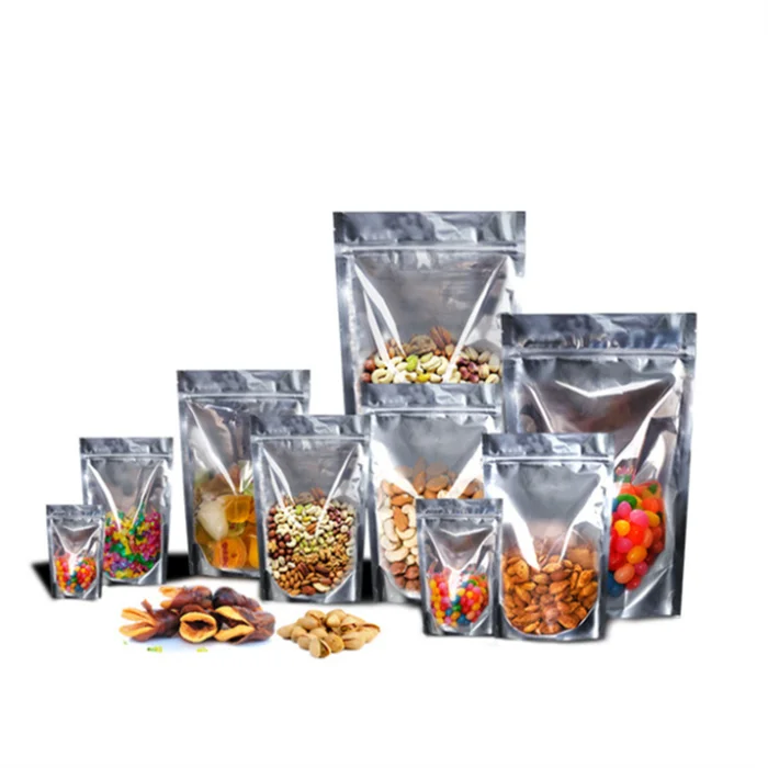 Stock Aluminium packaging Stand up bag with zipper Doy pack bag Food grade packaging front clear Plastic food bag 1kg poly pet