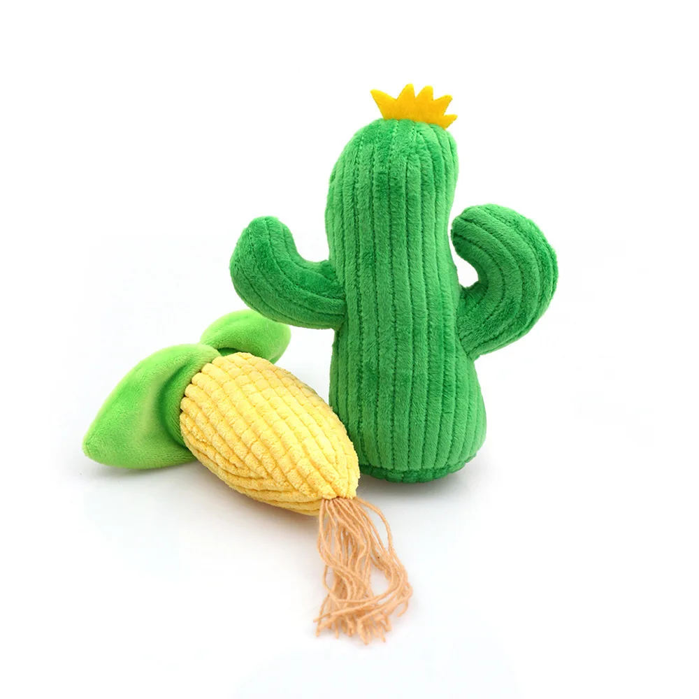 New style corn cactus shape interactive plush toy includes beep pet supplies dog toy