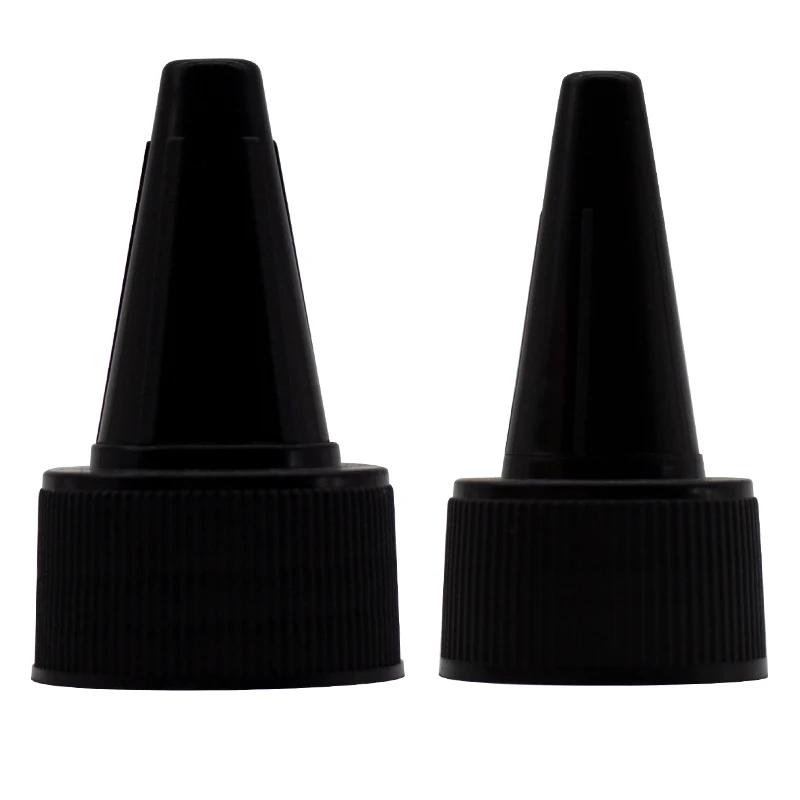 wholesale customize 18/410 20/410 24/410 28/410 32/410 28/410 black plastic sharp pointed mouth cap for squeezing bottles use