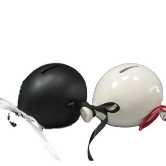 Black White Ceramic Saving Pot Coin Money Box Color Pencil Piggy Bank with Chalk for Business Commercial Shops Home Decor Gifts