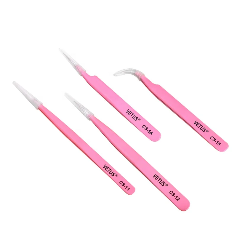 Custom Vetus Stainless Steel Tweezers for Eyelash Extensions lash tweezers private label False Volume Eyelash Extension Tweezers