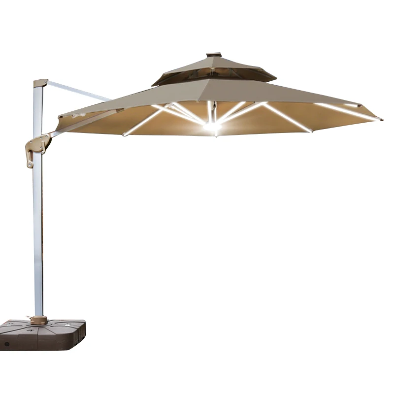 Wesunny Garden Parasol Aluminum Big Solar Led Light Cantilever Commercial Luxury Outdoor Sun Umbrella