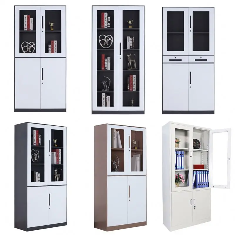 Functional Office 2 Swing Door Steel Cupboard File Used Flat Filling Cabinet With Shelves Drawer