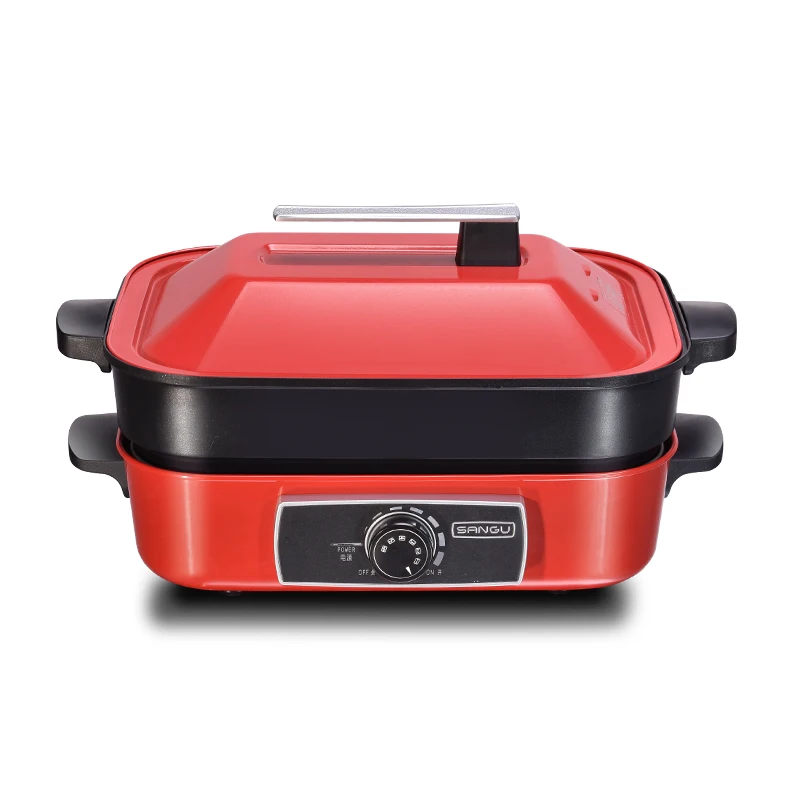 
1200W 4L Electric Non Stick Hot Pot Multi Cooker Grill Auto Body Power Skillet Material Temperature Origin Type Control Shape 