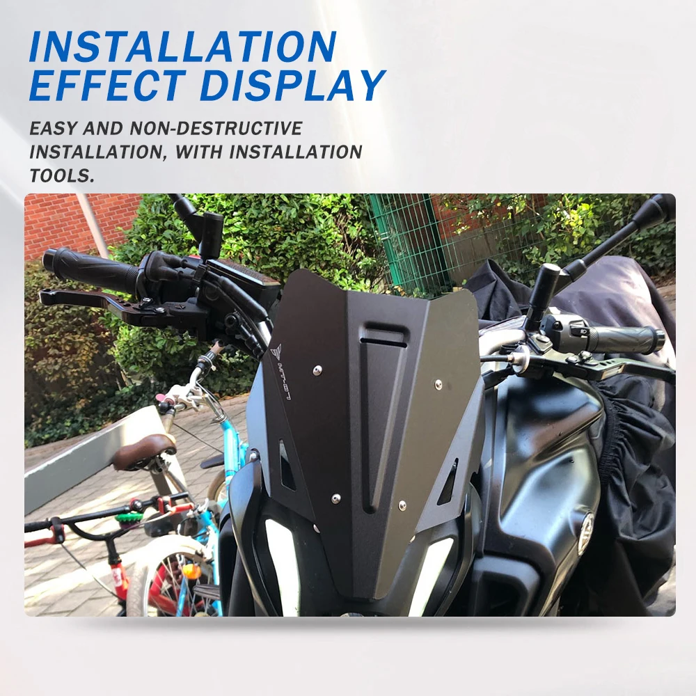 Fits For YAMAHA FZ07 MT07 MT-07 mt07 2021 2022 Motorcycle Black Windshield Windscreen Aluminum Kit Deflector Fairing Cover