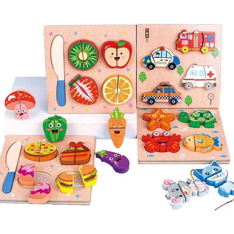2024 New Arrivals Popular Wooden Building Block String Rope Jigsaw Puzzle Early Education Puzzle Hot Sale for Girls