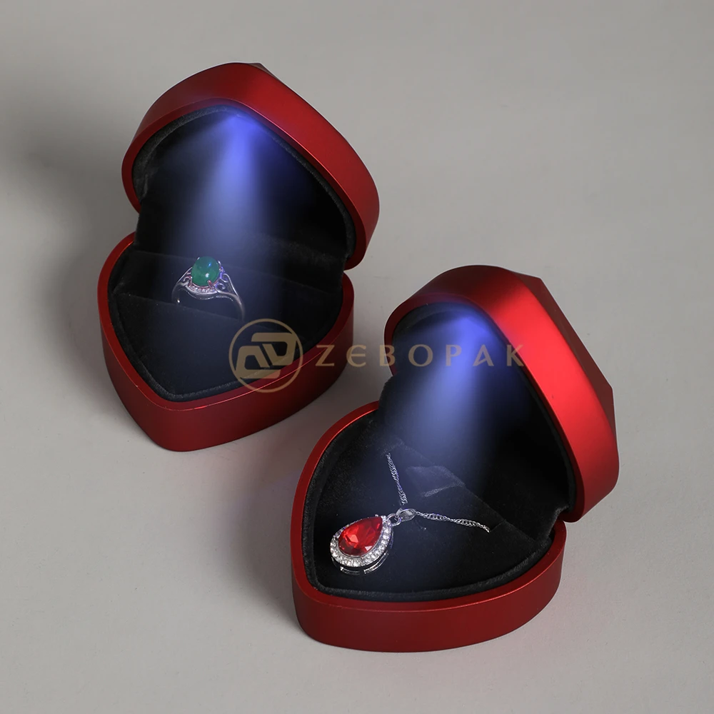 Factory Wholesale Led Painting Material Heart-Shaped Led box For Jewelry Ring Pendant Box Packaging jewelry box led