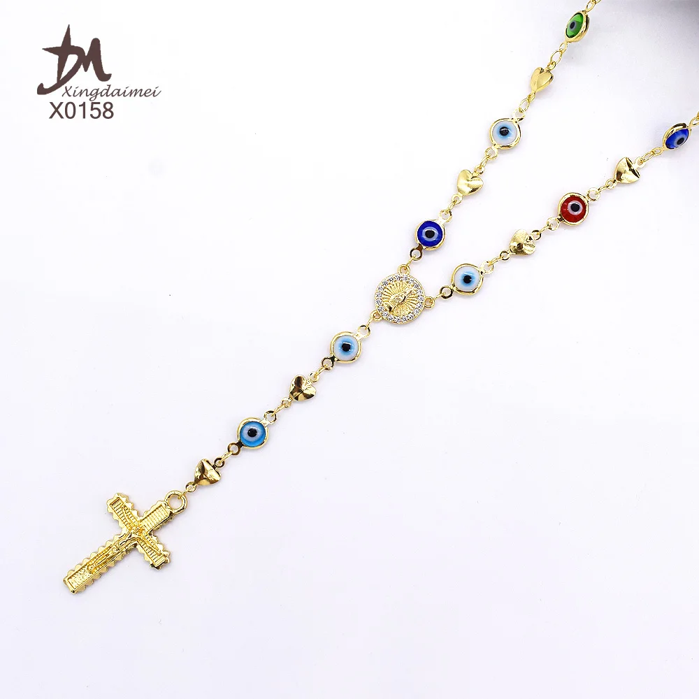 X0158 new design evil eyes religious necklace 18k gold religious pendant necklace