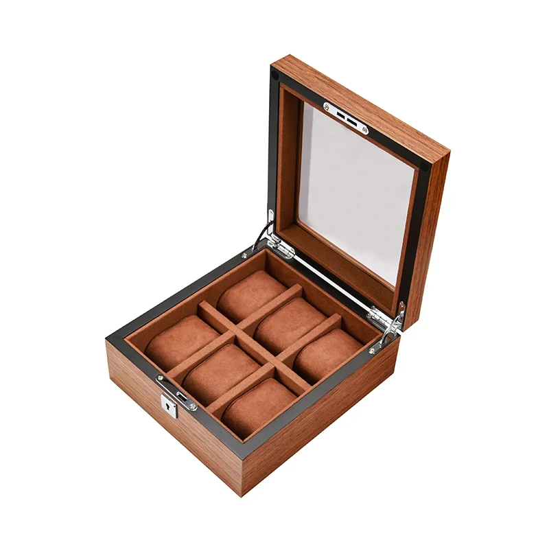 Factory direct custom high quality watch storage box with window 6 slots wooden watch box