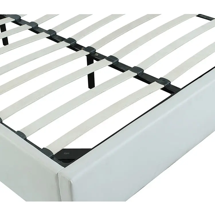Sturdy Metal Frame Bed with Wooden Slats and Gas Strut Lift Mechanism for Enhanced Mattress Support