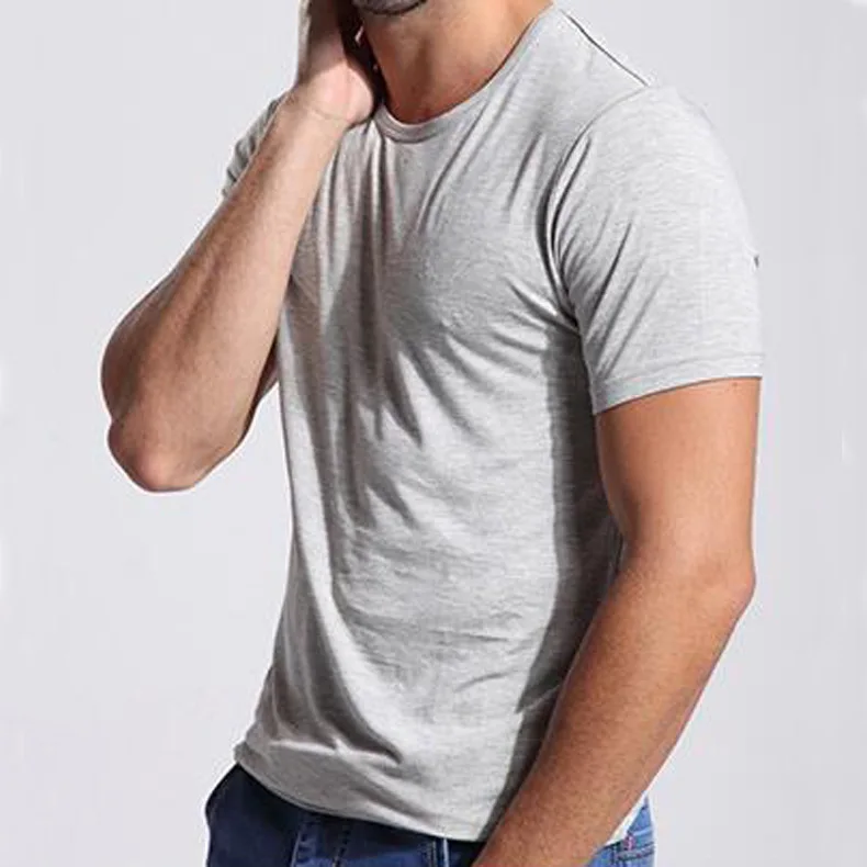 Bamboo Fiber Round Collar Short Sleeve T-shirt Vest Men Modal T-shirt Summer Half Sleeve