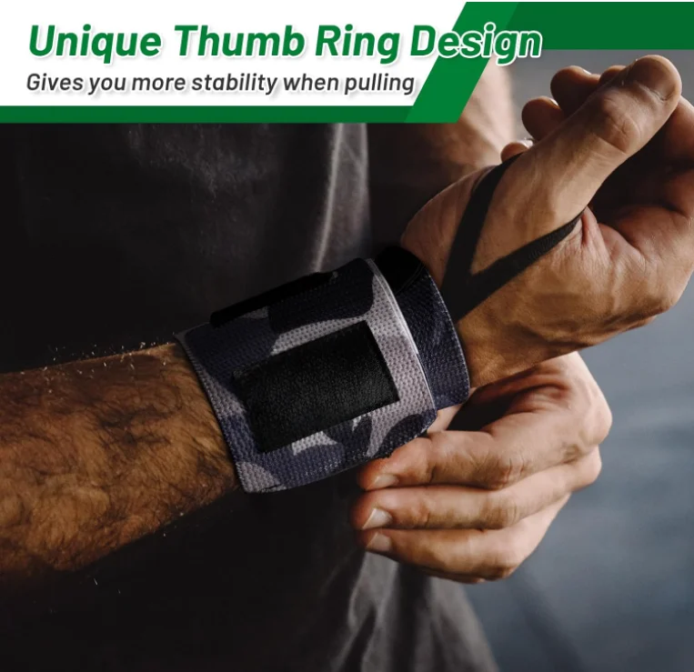 Camouflage Pattern Weightlifting Wrist Bands Custom Logo Gym Fitness Wrist Wrap Straps with Compression Function for Lifting