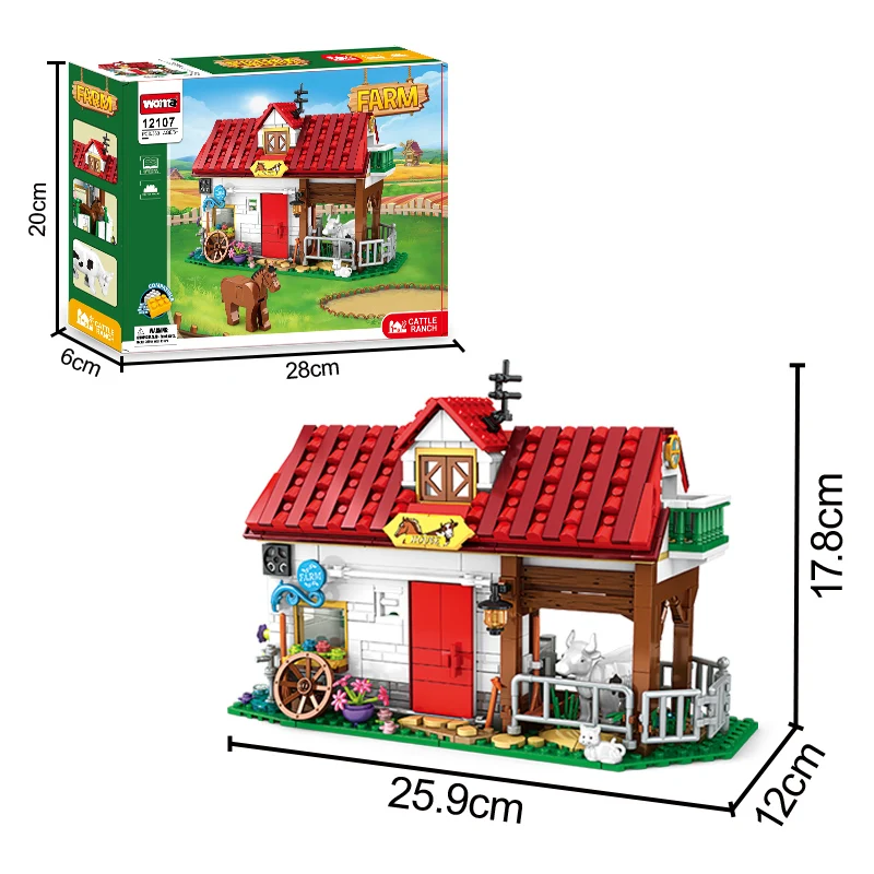 Woma Toys 12107 Cattle Ranch Farm Toys Set Bloque De Madera With Animals Figurines