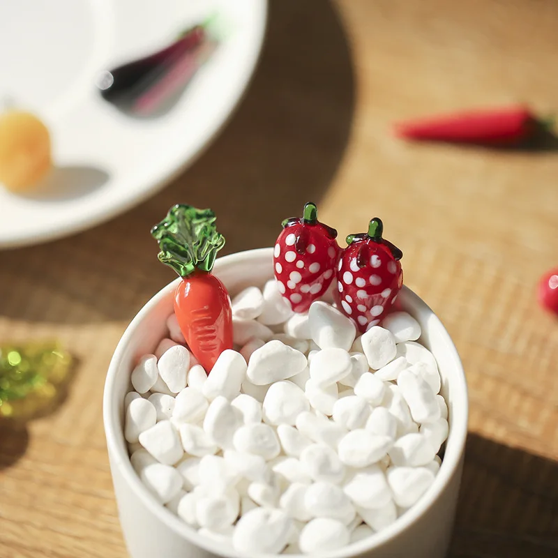 hot sale hand-blown artificial and vegetable Stained glass fruit statues Christmas tree decorations