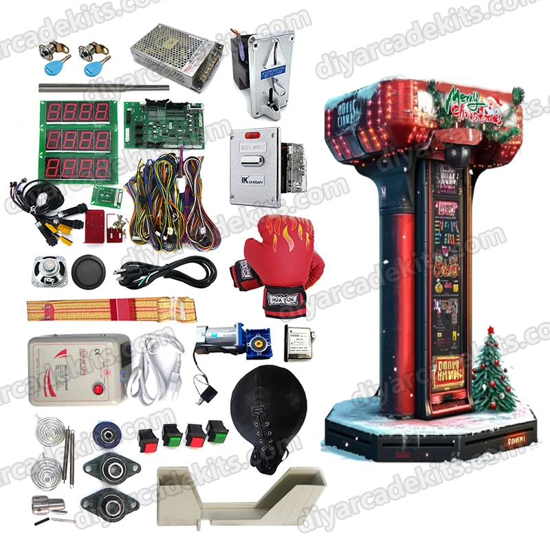 Arcade Training Game Custom Christmas Elements Electronic Boxing Game Machine Parts Coin Operated Boxing Punch Machine Kit