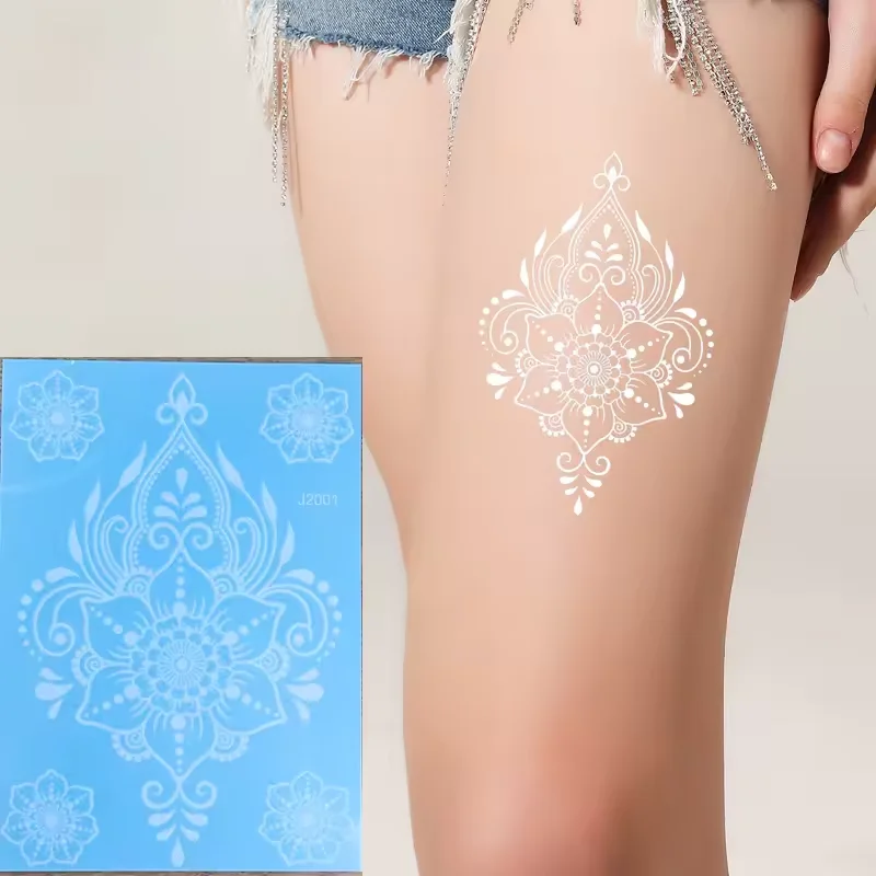 Customized Art Disposable Beauty Colorful Tattoo Sticker 3D White Waterproof Henna Temporary Tattoo Paper