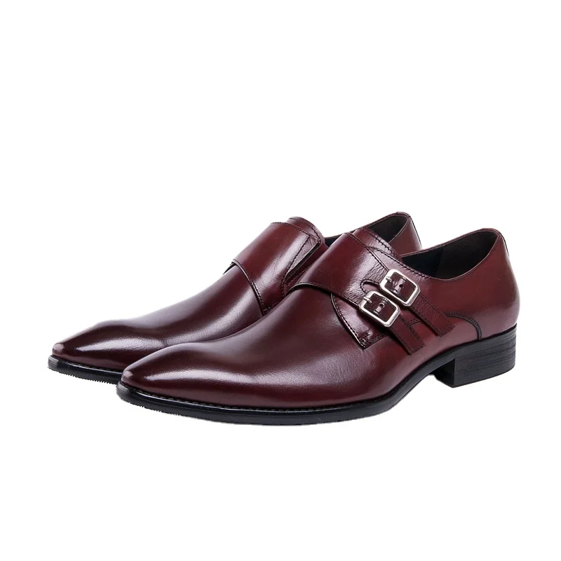 
Мужские кожаные туфли на застежке Мужская Свадебная обувь из воловьей кожи 
