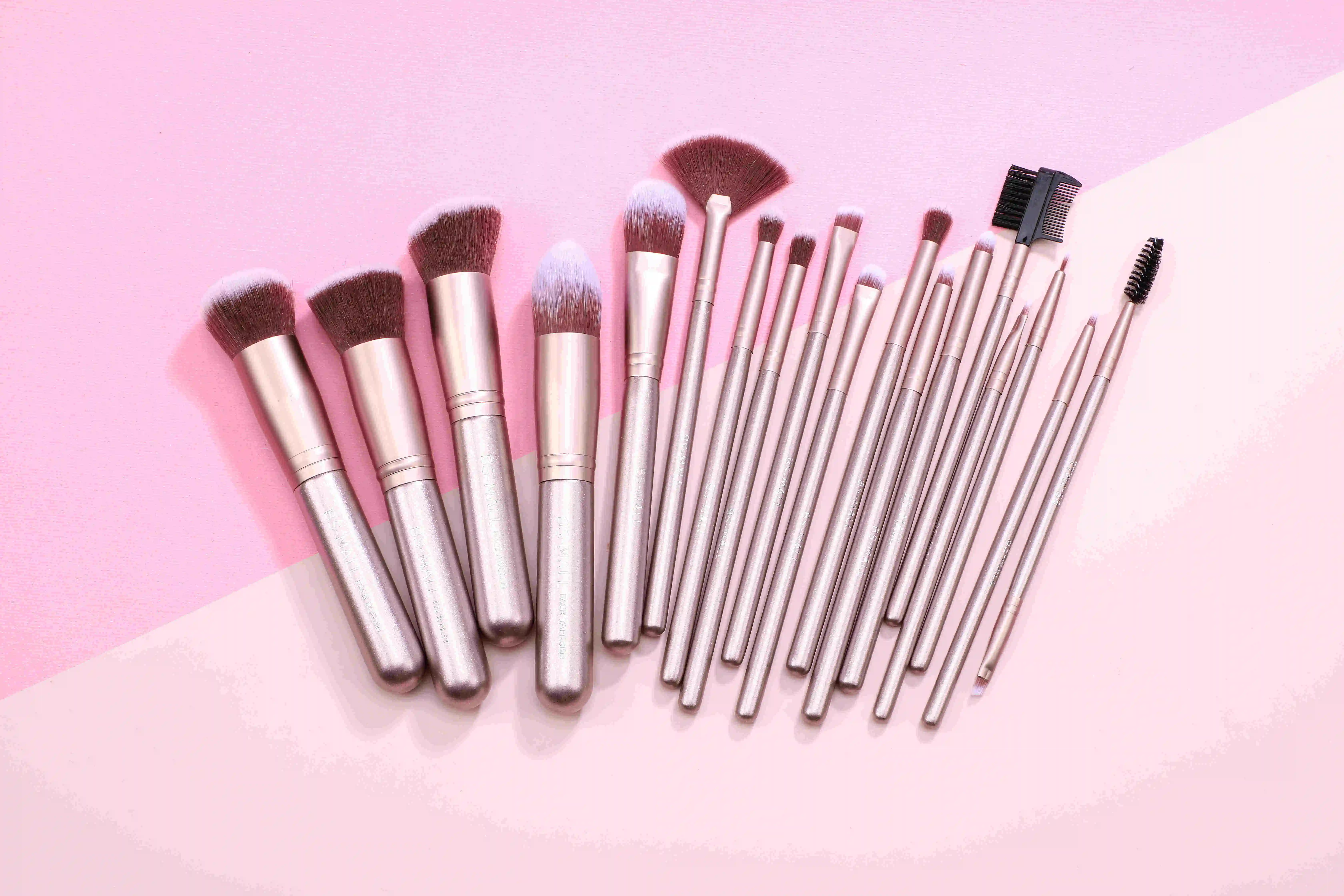 High Quality Full Size Makeup Brushes Kits Custom Brand Logo Professional BS MALL Makeup Brush Set 18 Pieces