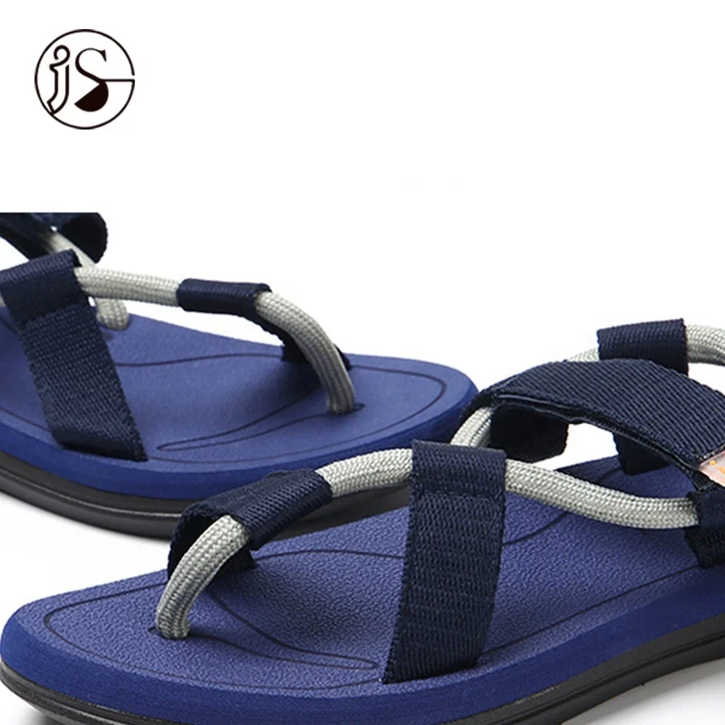 Striped color sandals men matching non-slip men sandals round rope ribbon elastic sandals for men