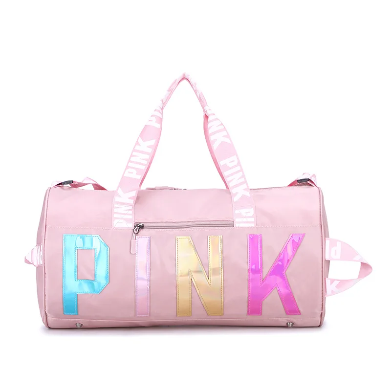 Women Custom Printed Large Capacity Sequin Laser pink duffle bag wholesale Waterproof Spend The Night Bags travel bags luggage